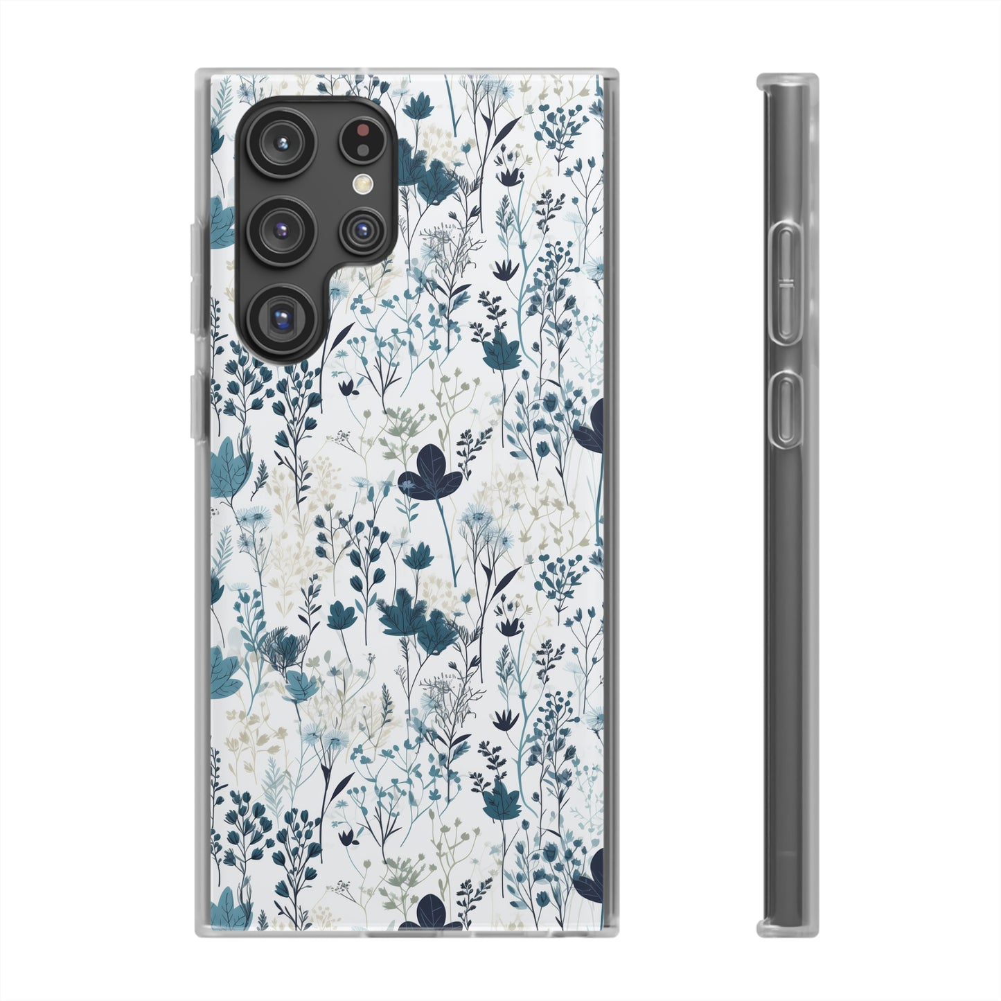 Serene Blue Wildflower Phone Case - Elegant White Background Design - Spring Collection - Flexi Cases Phone Case Pattern Symphony   