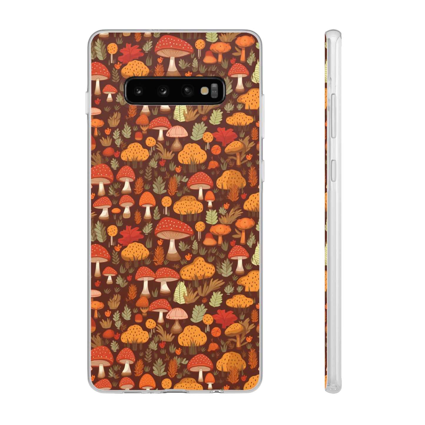 Autumn Spore Wonderland: Enchanting Mushroom and Leaf Designs - Flexible Phone Case