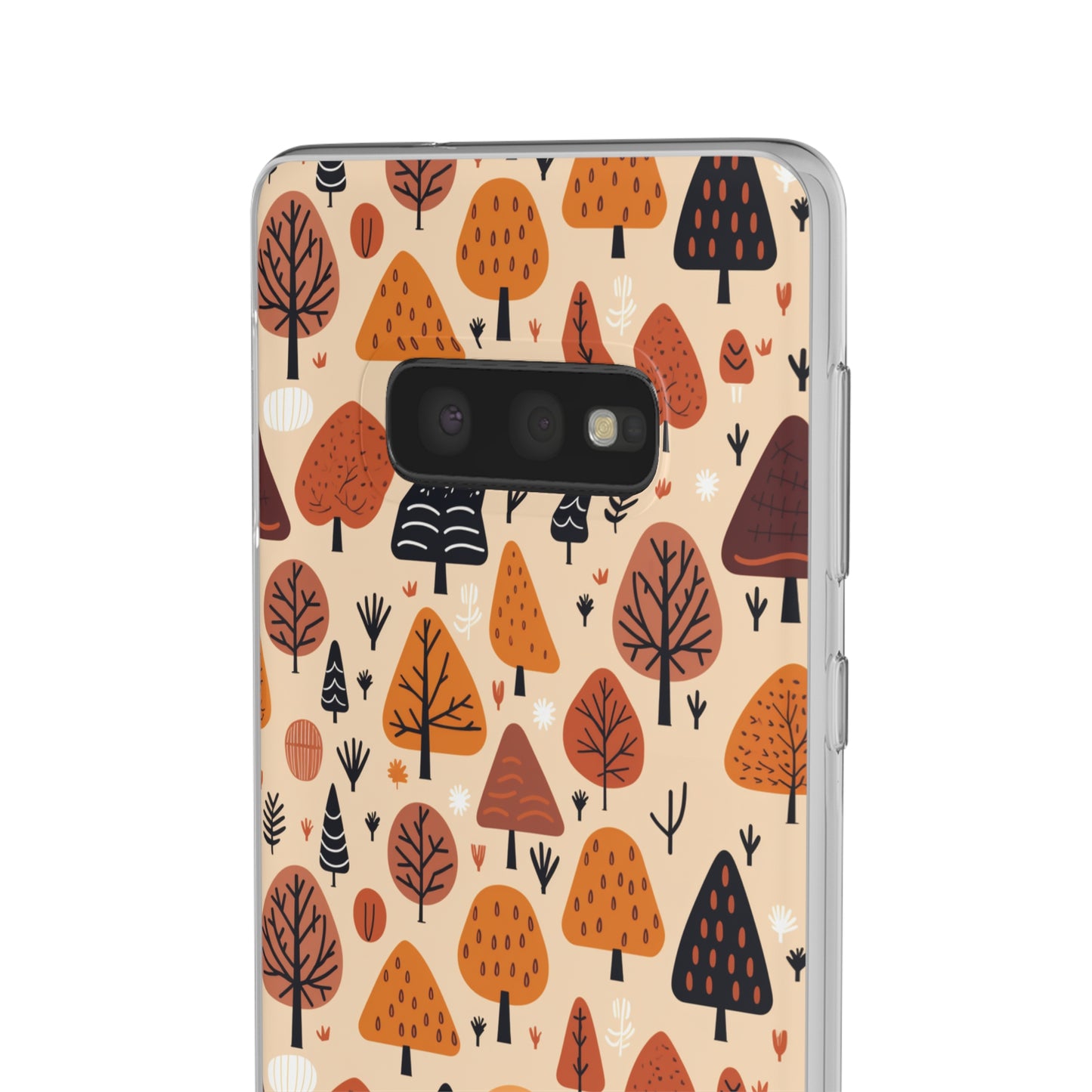 Terracotta Tree Tapestry: A Playful Autumn Mosaic - Flexible Phone Case