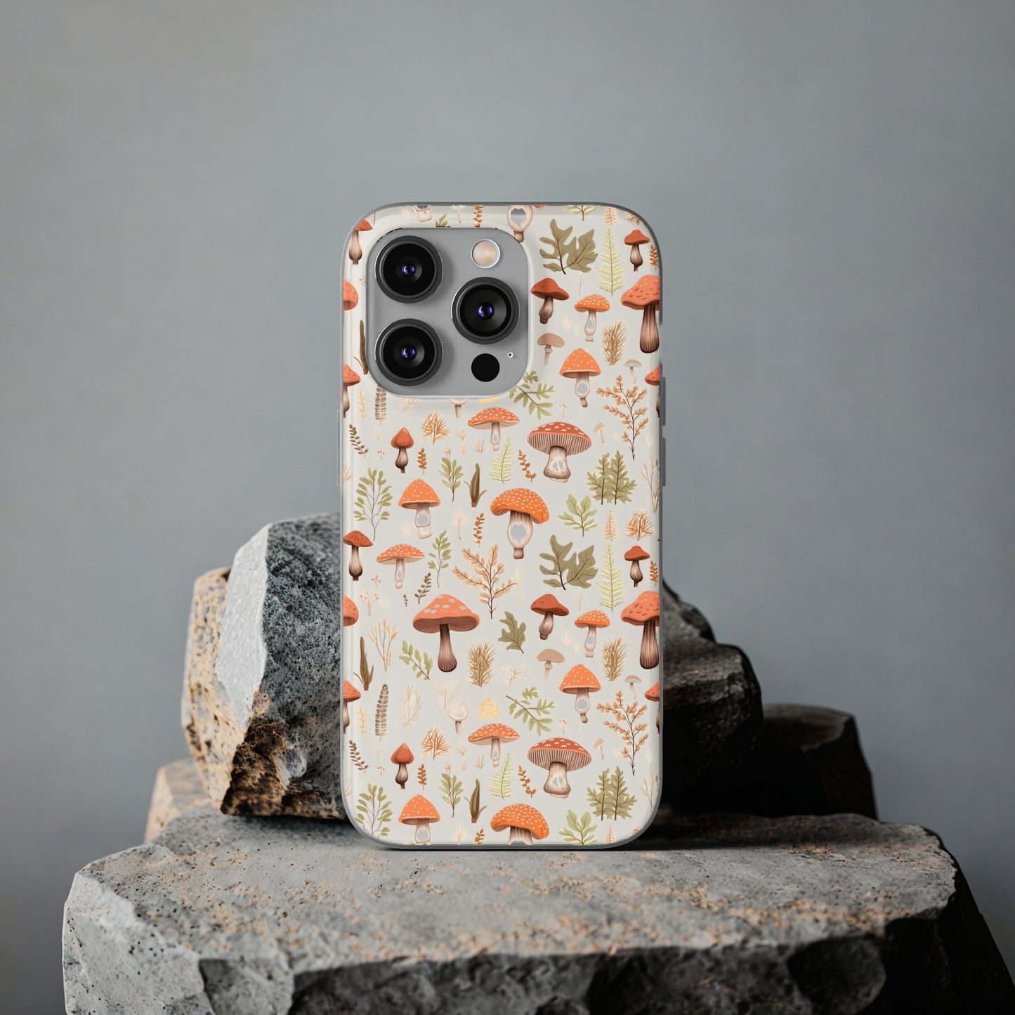 Mushroom Haven - Autumnal Tones Botanical illustration - Flexible Phone Case