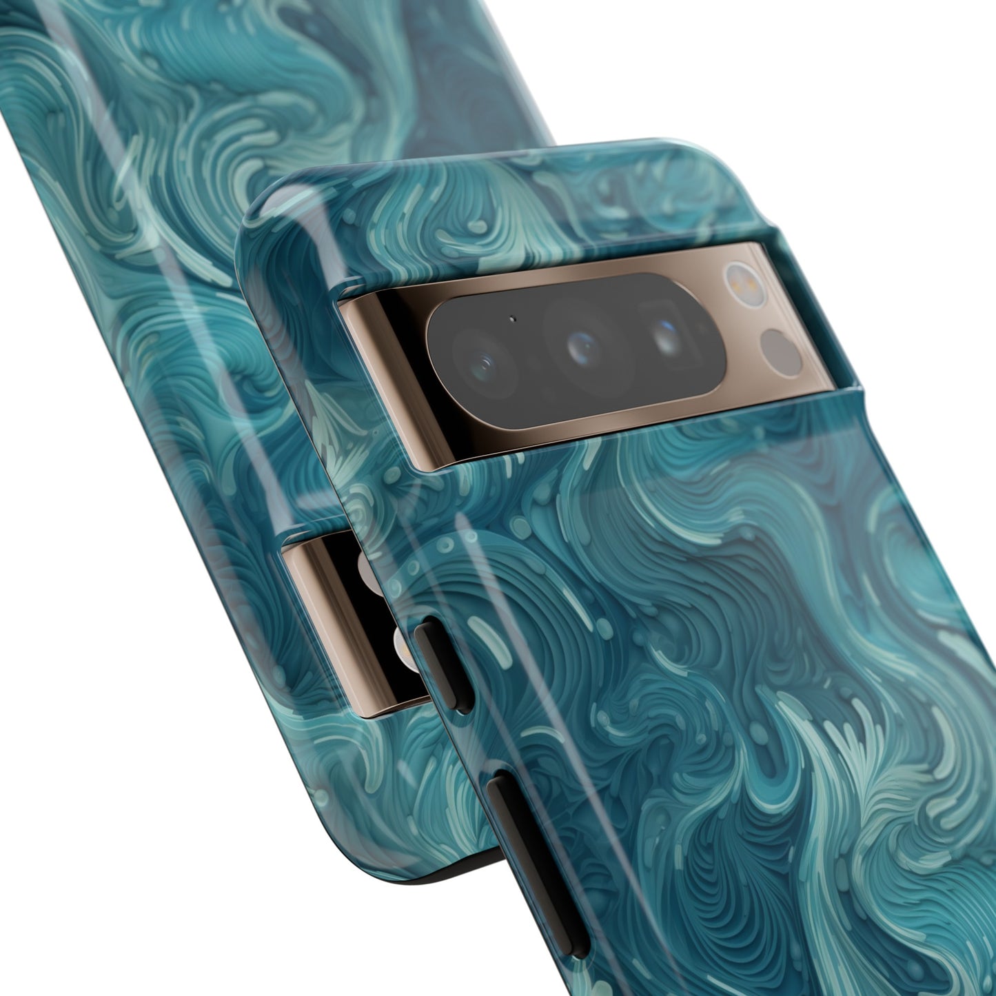 Azure Depths: Layered Blue Topographic Design Tough Phone Case