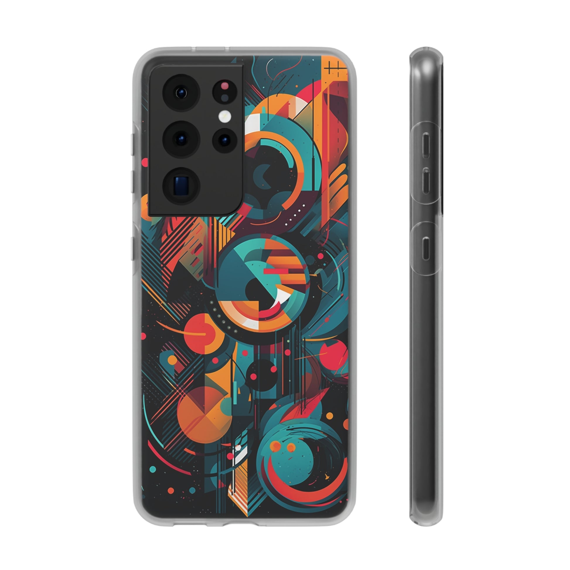 Vibrant Geometric Fusion Phone Case - Bold Squares & Circles Design - Flexi Cases Phone Case Pattern Symphony   