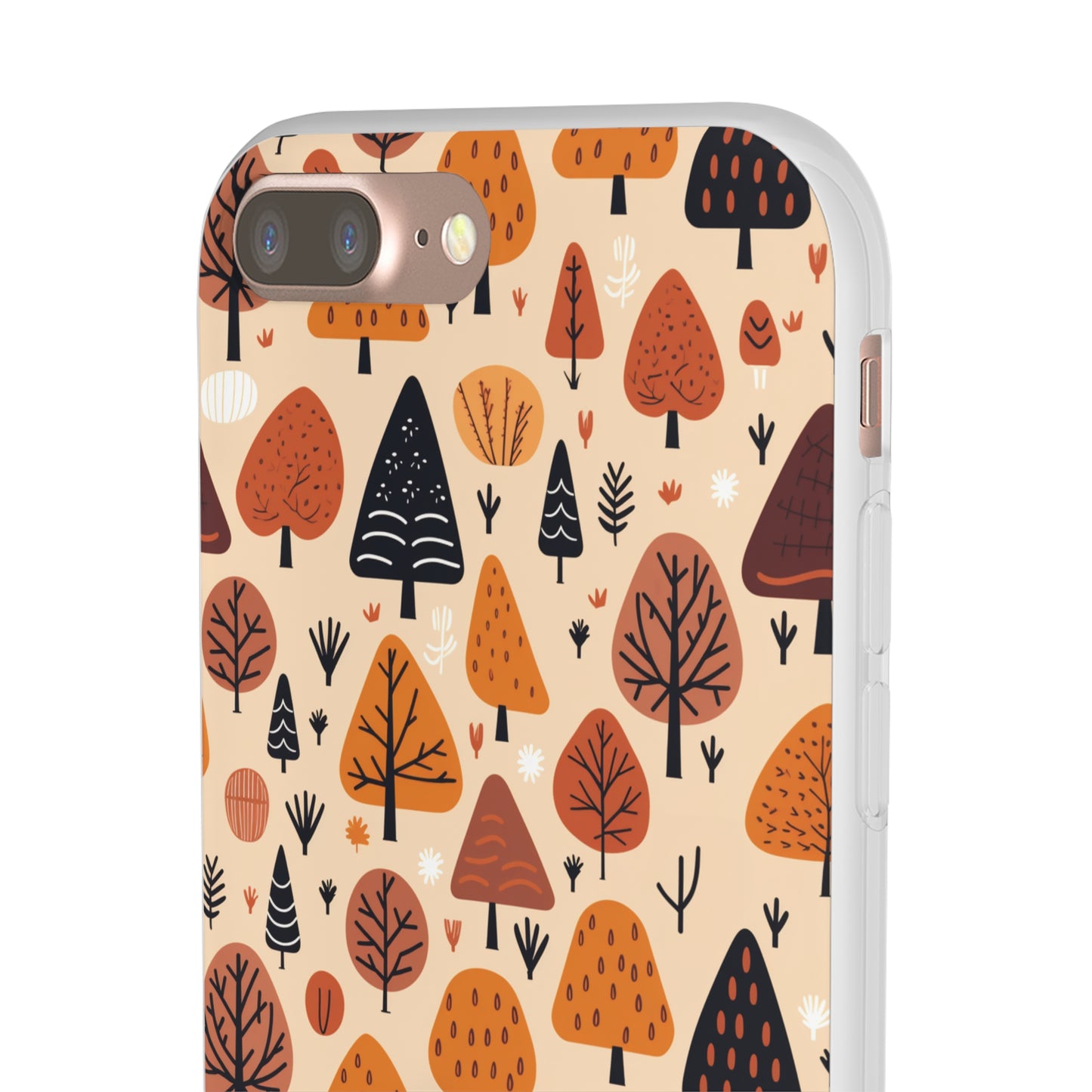 Terracotta Tree Tapestry: A Playful Autumn Mosaic - Flexible Phone Case