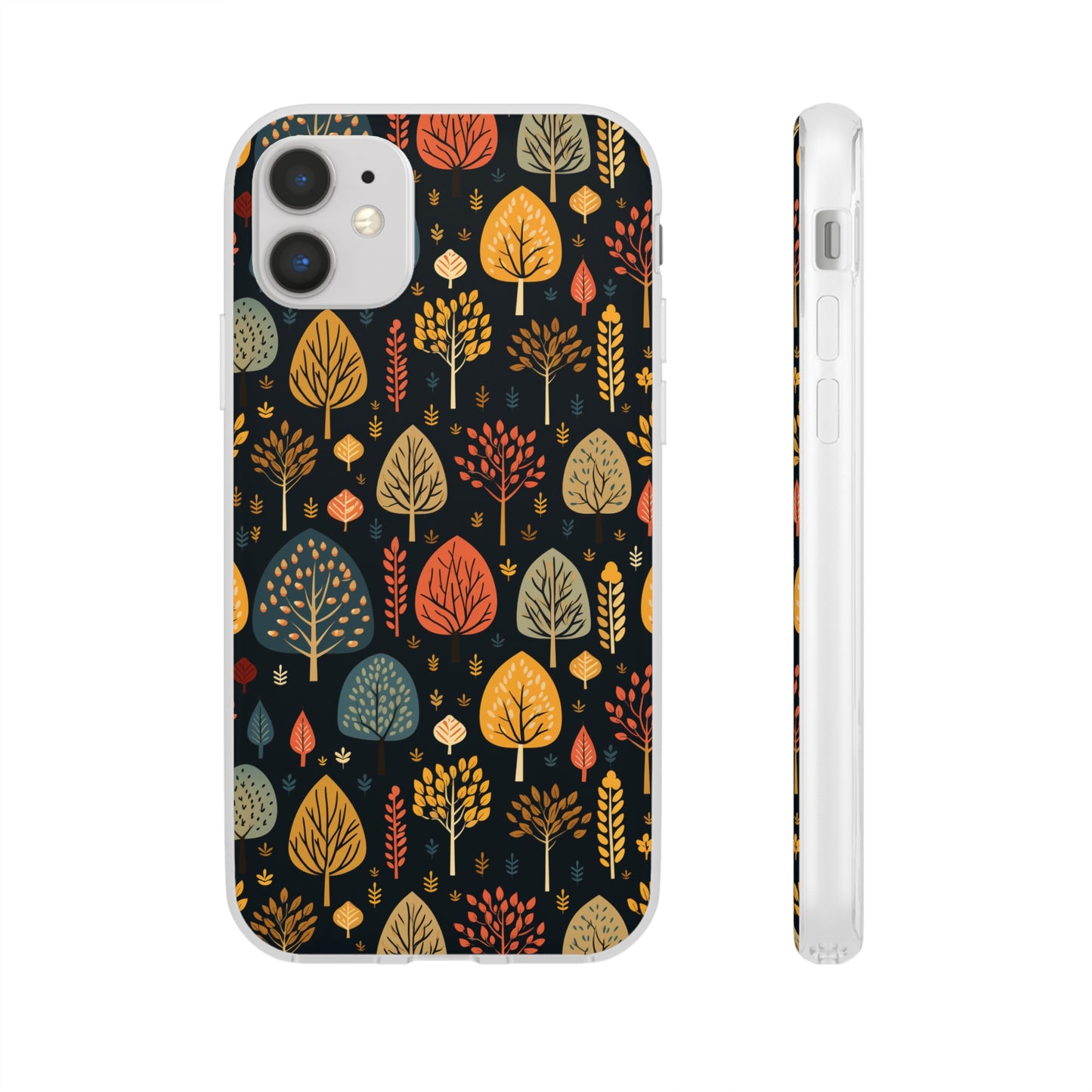 Mid-Century Mosaic: Dappled Leaves and Folk Imagery - Flexible Phone Case