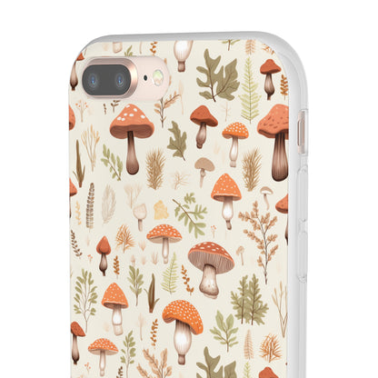 Mushroom Haven - Autumnal Tones Botanical illustration - Flexible Phone Case