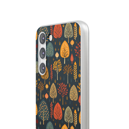 Mid-Century Mosaic: Dappled Leaves and Folk Imagery - Flexible Phone Case