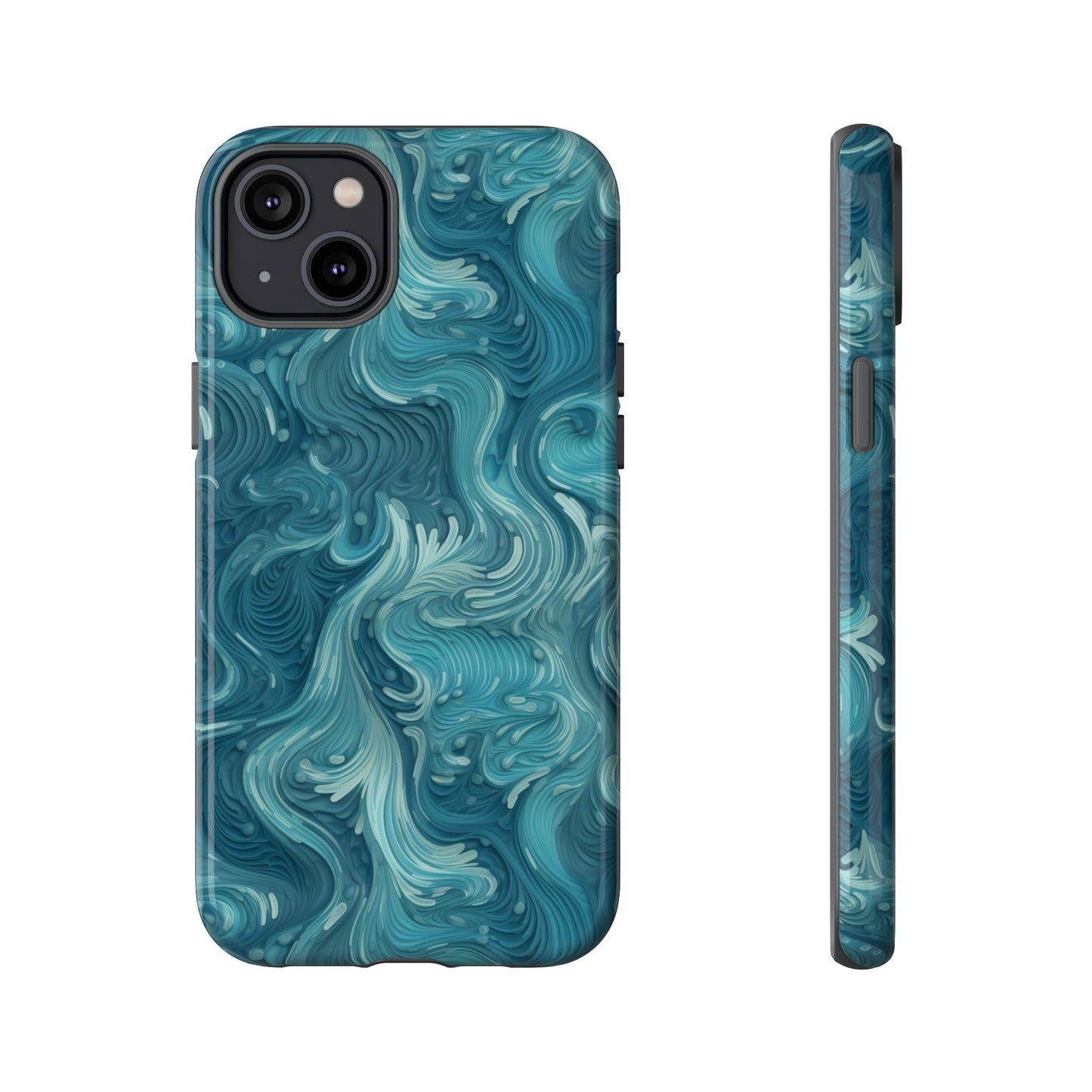 Azure Depths: Layered Blue Topographic Design Tough Phone Case