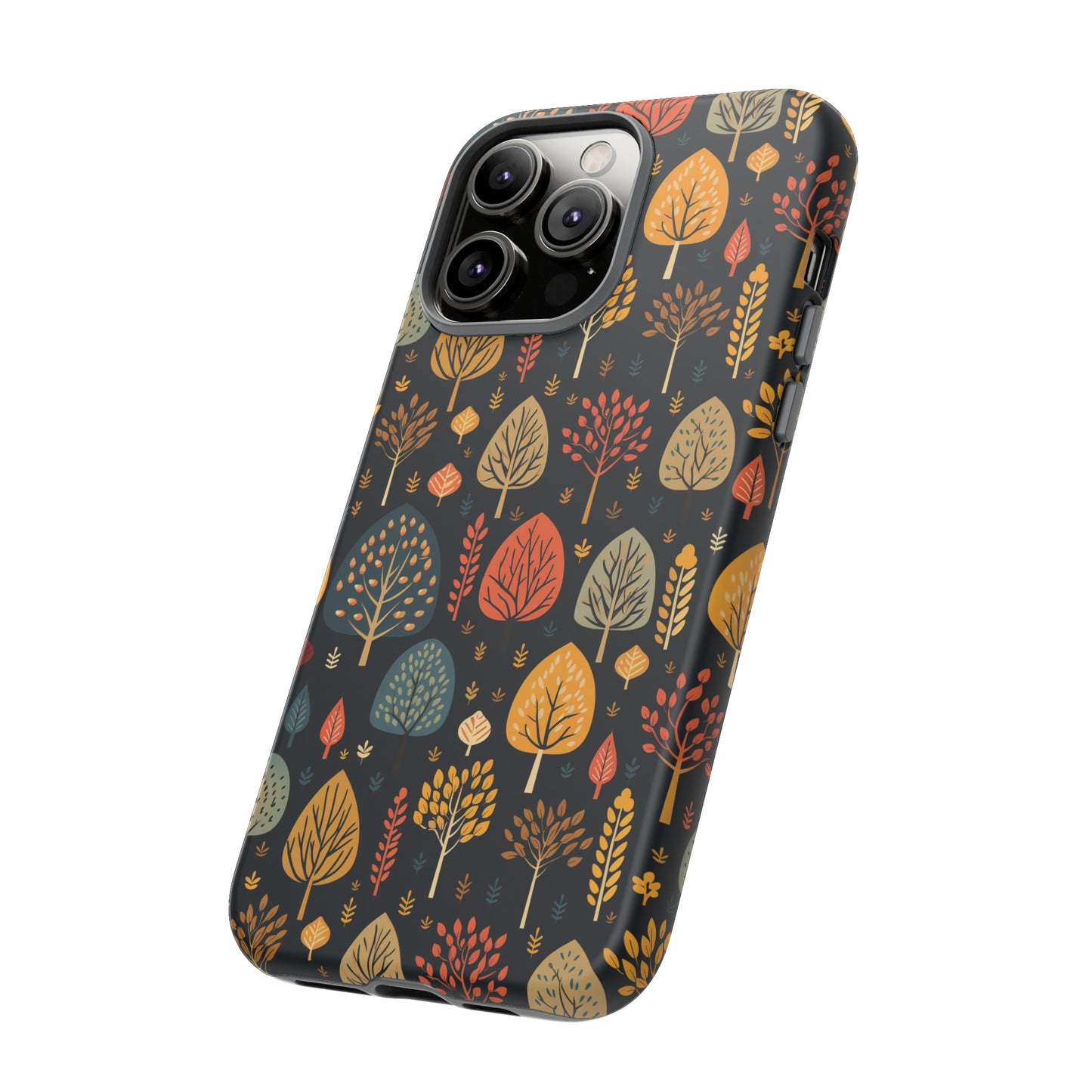 Mid-Century Mosaic: Dappled Leaves and Folk Imagery - Tough Phone Case