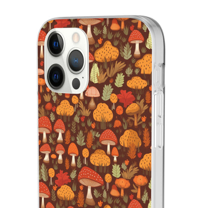 Autumn Spore Wonderland: Enchanting Mushroom and Leaf Designs - Flexible Phone Case