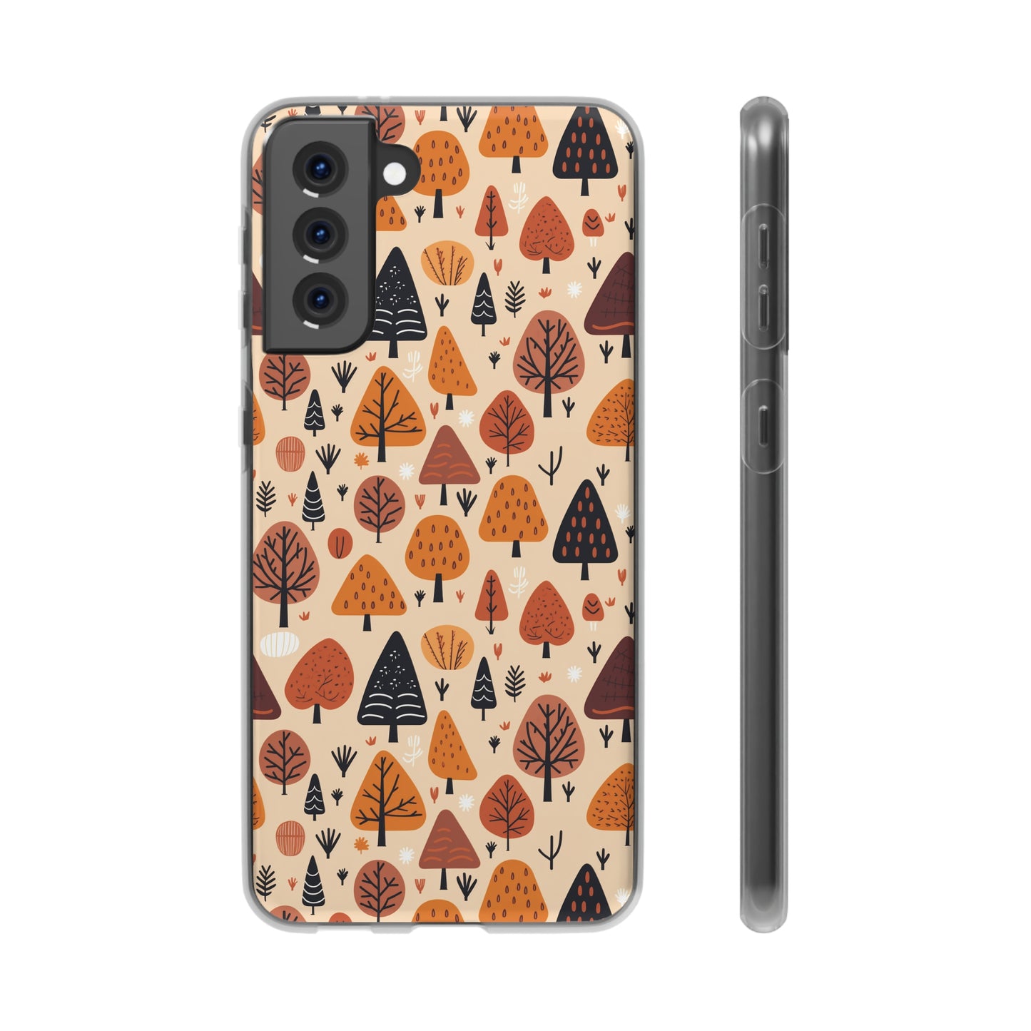 Terracotta Tree Tapestry: A Playful Autumn Mosaic - Flexible Phone Case