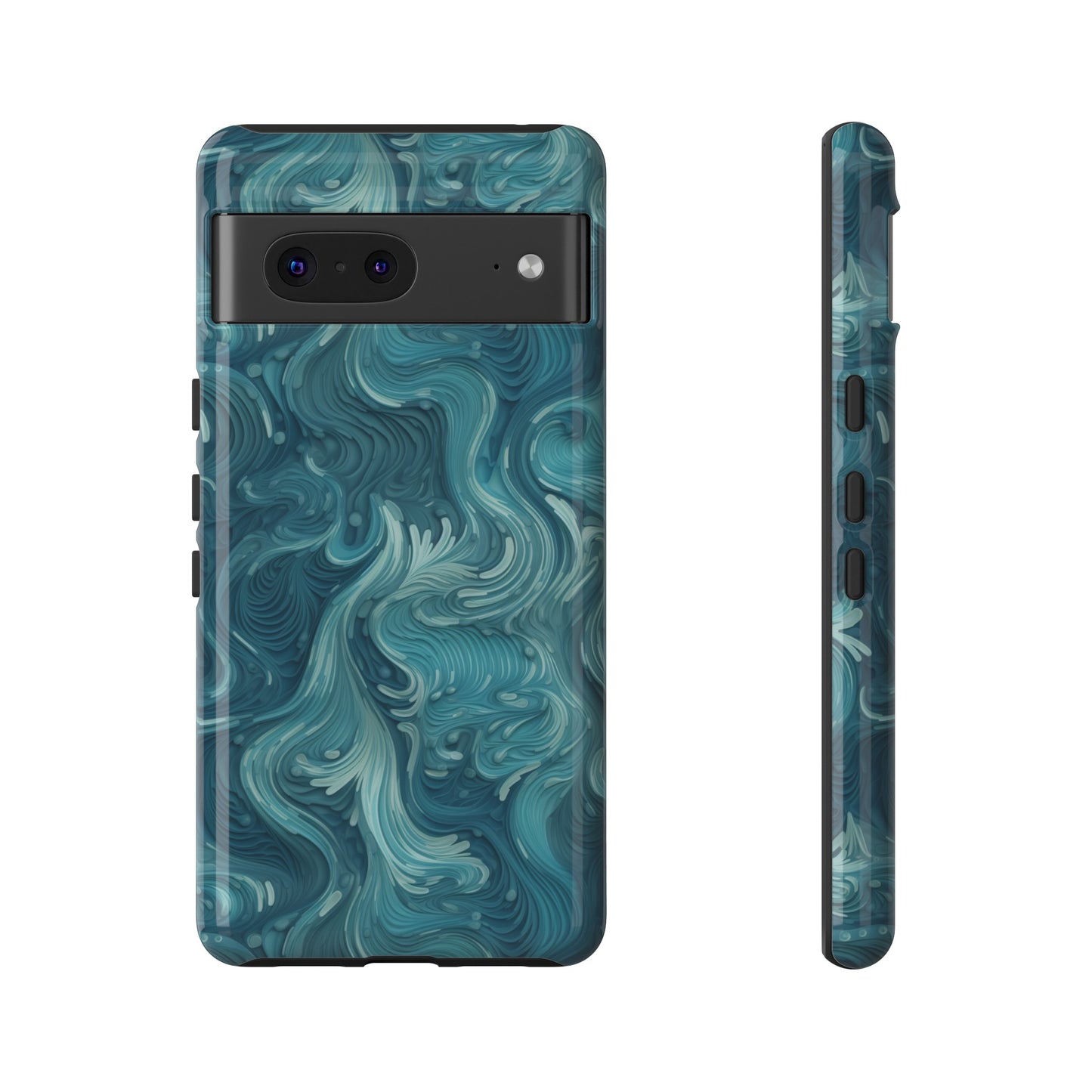 Azure Depths: Layered Blue Topographic Design Tough Phone Case