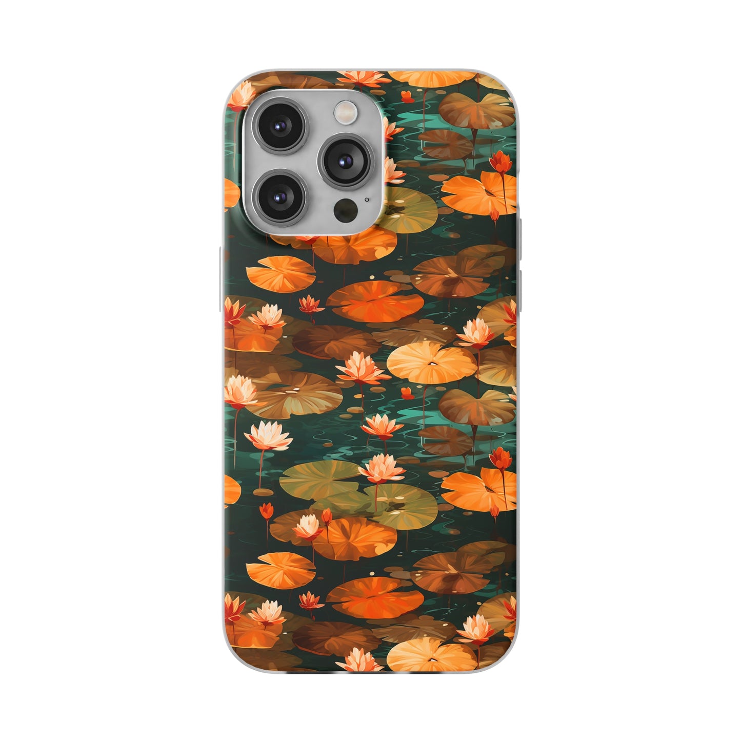 Orange Lotus Whisper: Autumn on the Water - Flexible Phone Case