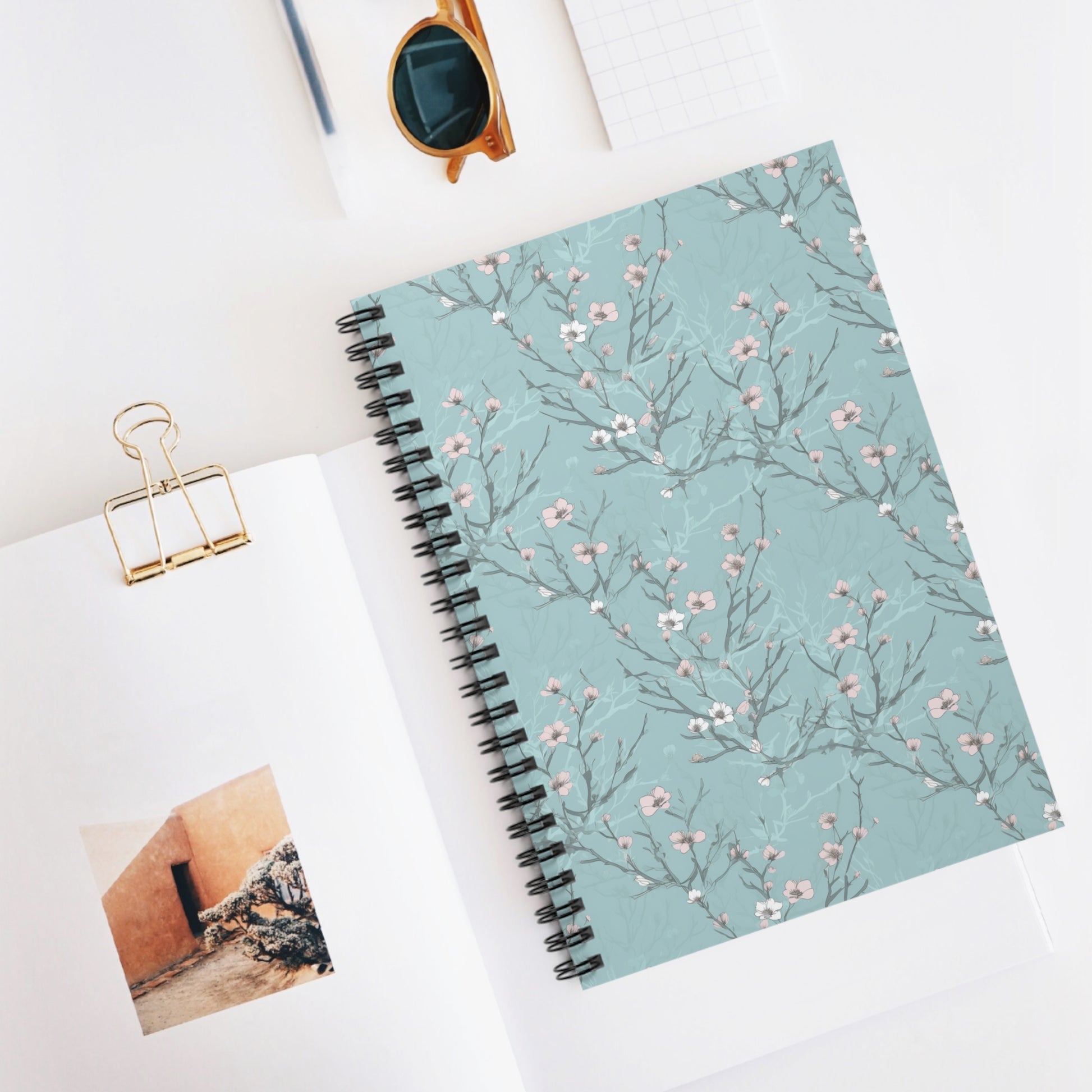 Sakura Symphony Spiral Notebook - Lined Pages with Elegant Cherry Blossom Cover Paper products Pattern Symphony One Size  