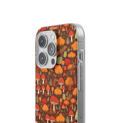 Autumn Spore Wonderland: Enchanting Mushroom and Leaf Designs - Flexible Phone Case