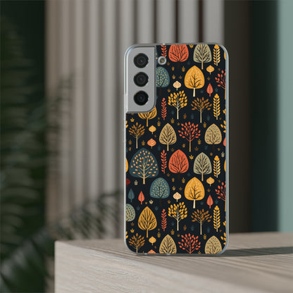 Mid-Century Mosaic: Dappled Leaves and Folk Imagery - Flexible Phone Case