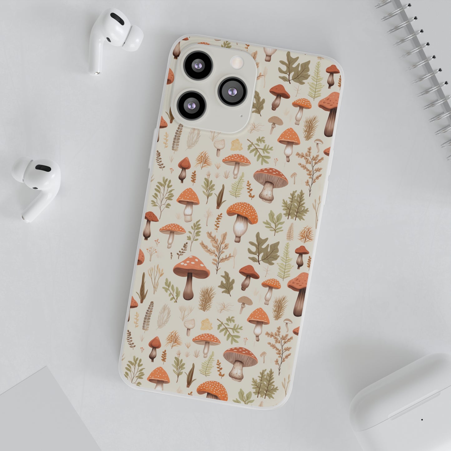 Mushroom Haven - Autumnal Tones Botanical illustration - Flexible Phone Case