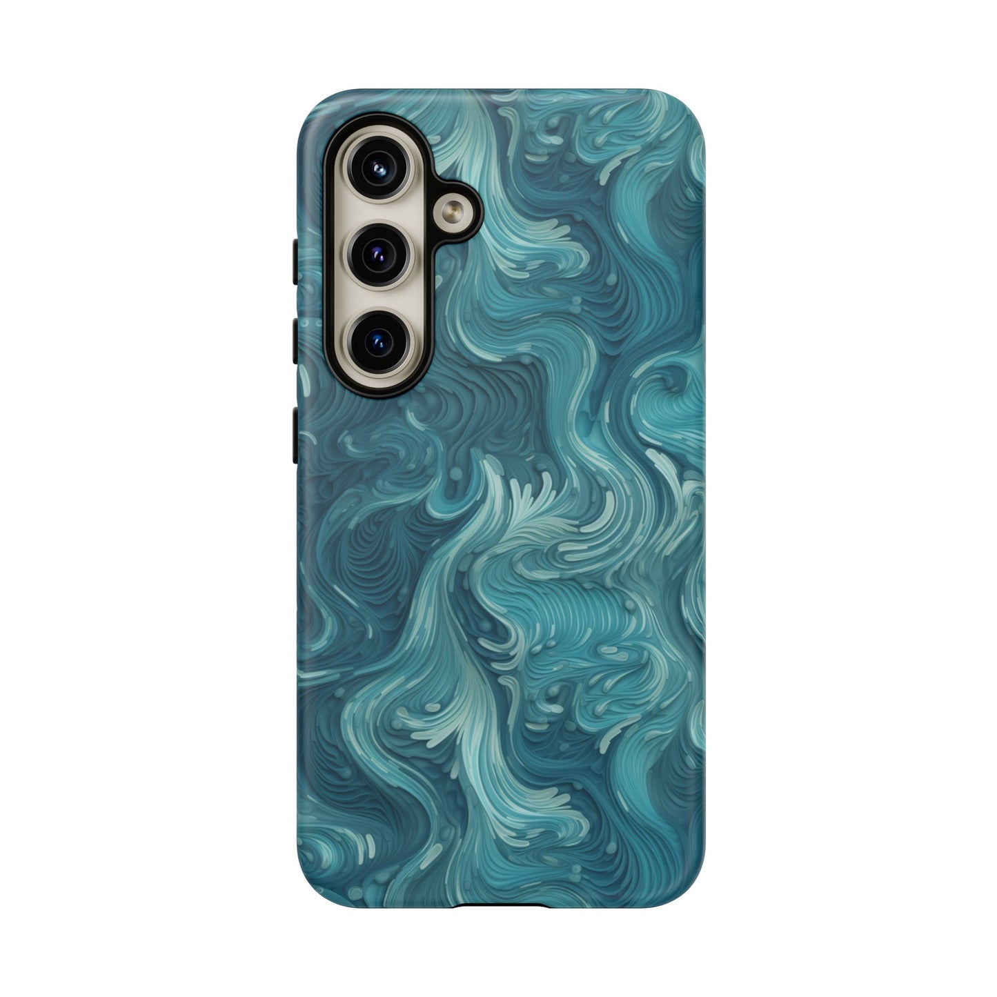 Azure Depths: Layered Blue Topographic Design Tough Phone Case