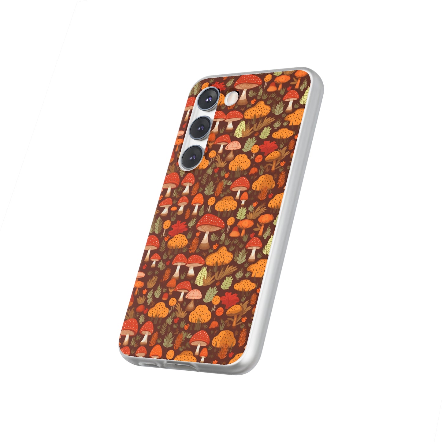 Autumn Spore Wonderland: Enchanting Mushroom and Leaf Designs - Flexible Phone Case