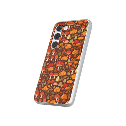 Autumn Spore Wonderland: Enchanting Mushroom and Leaf Designs - Flexible Phone Case