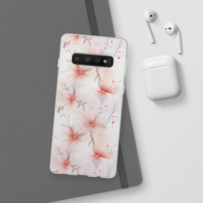 Whispering Petals: Subtle Grey & Pastel Red Gradient Phone Case