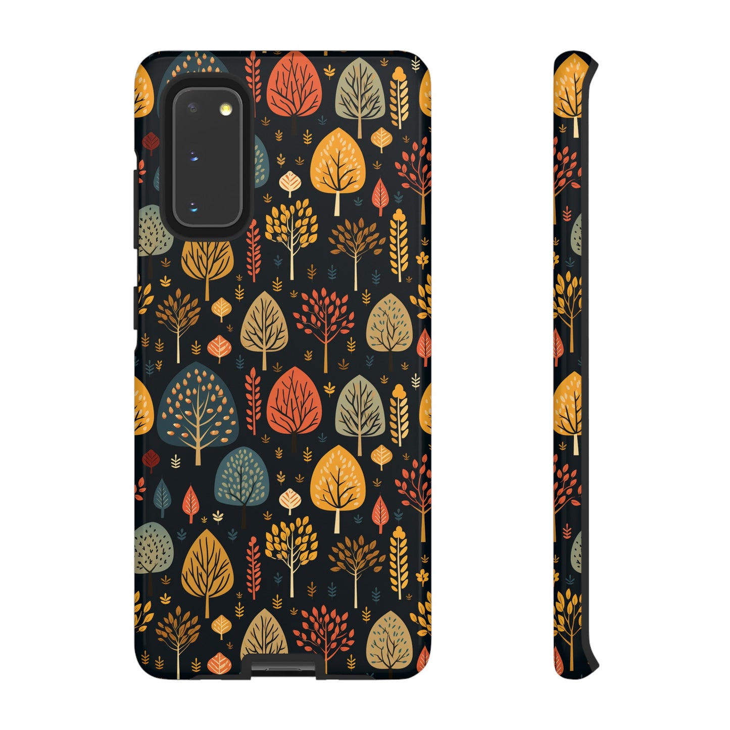 Mid-Century Mosaic: Dappled Leaves and Folk Imagery - Tough Phone Case