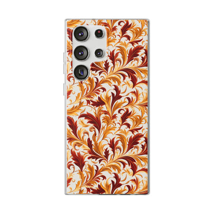 Swirling Autumn: Vortexes of Fall Foliage in Gold and Bronze - Flexible Phone Case