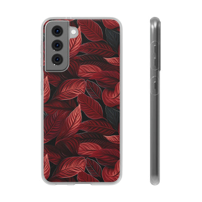 Scarlet Whispers: Lush Autumn Colours in Botanical Bliss - Flexible Phone Case