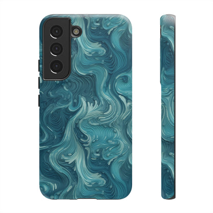 Azure Depths: Layered Blue Topographic Design Tough Phone Case