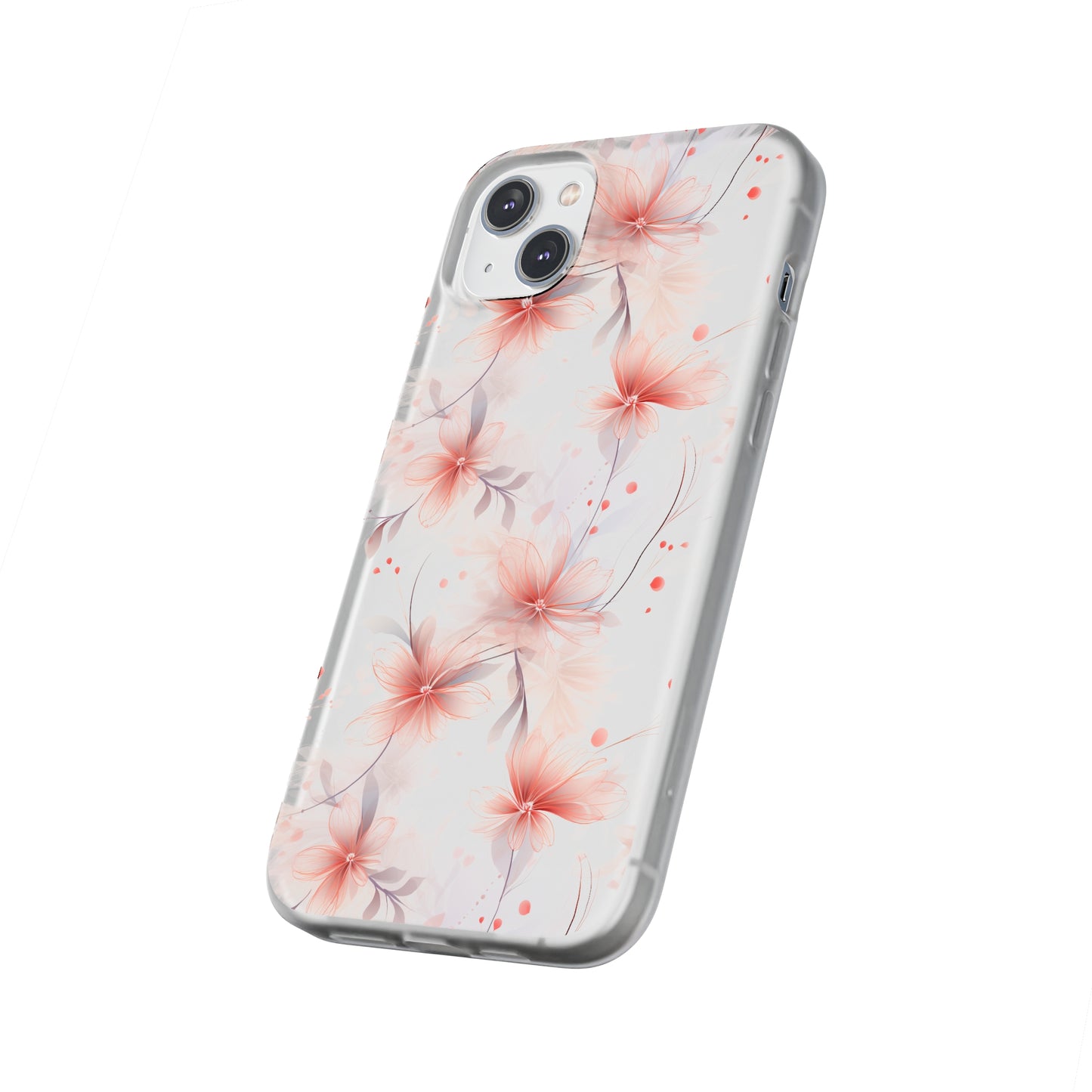 Whispering Petals: Subtle Grey & Pastel Red Gradient Phone Case