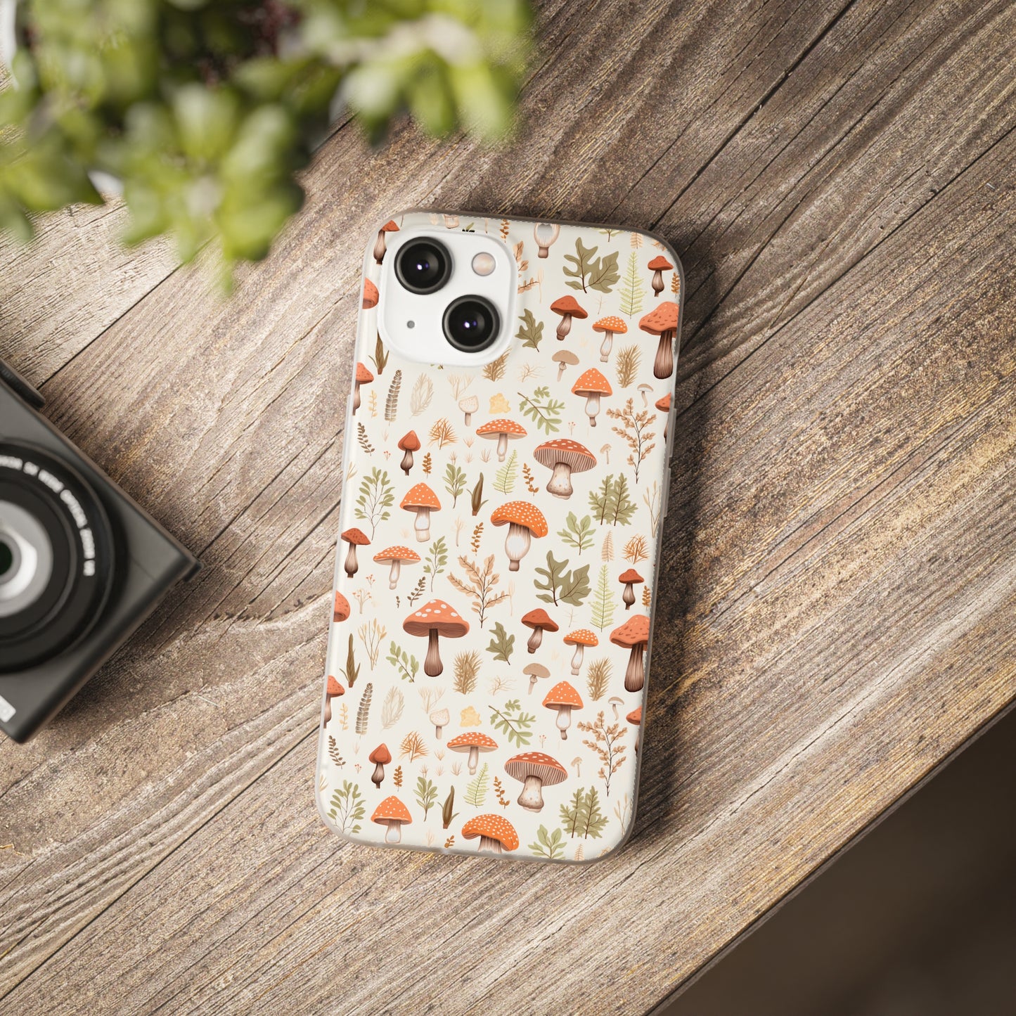 Mushroom Haven - Autumnal Tones Botanical illustration - Flexible Phone Case