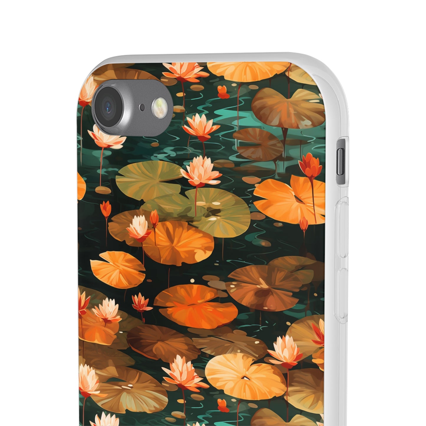 Orange Lotus Whisper: Autumn on the Water - Flexible Phone Case