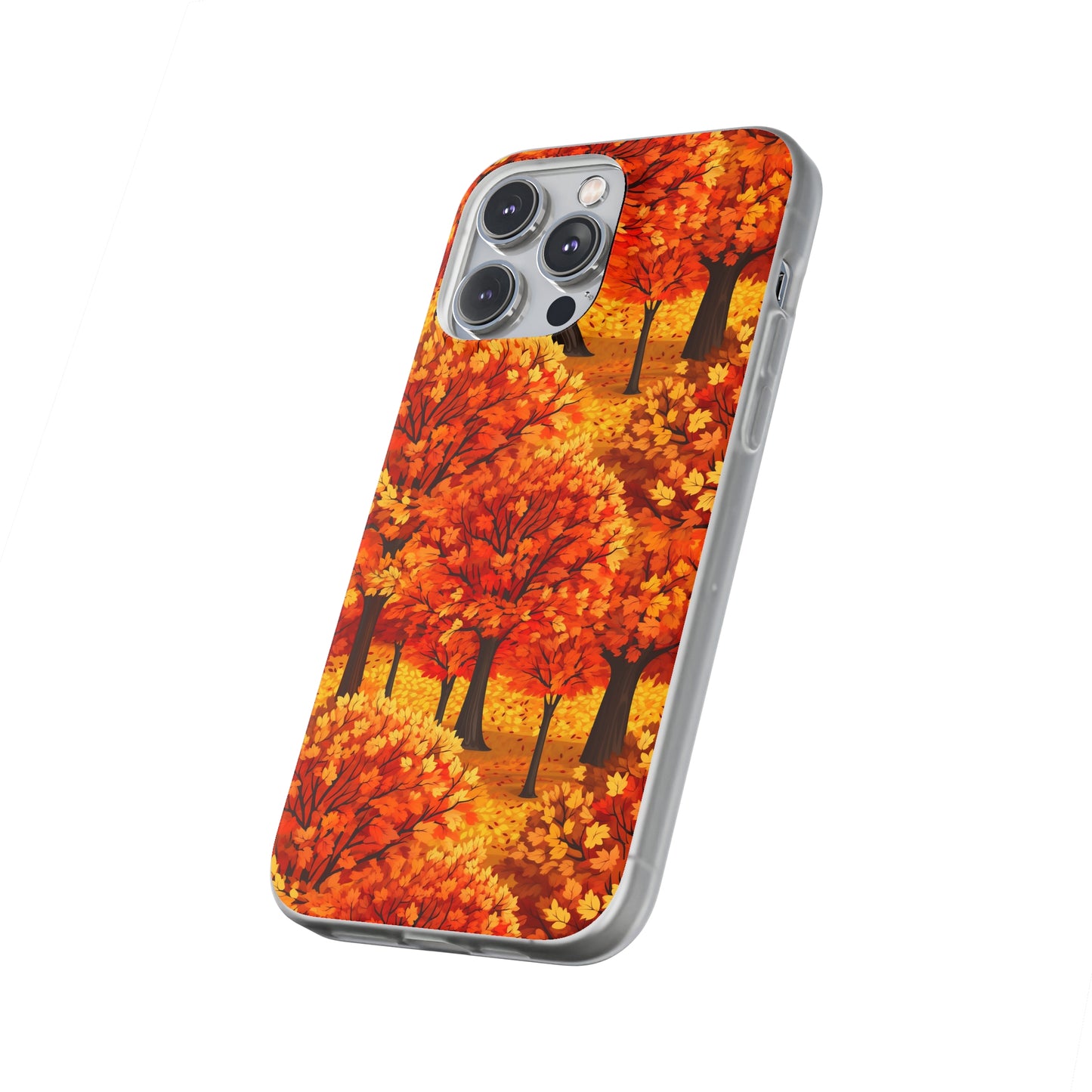 Impasto-Style Woodlands: High-Contrast Autumn Foliage - Flexible Phone Case