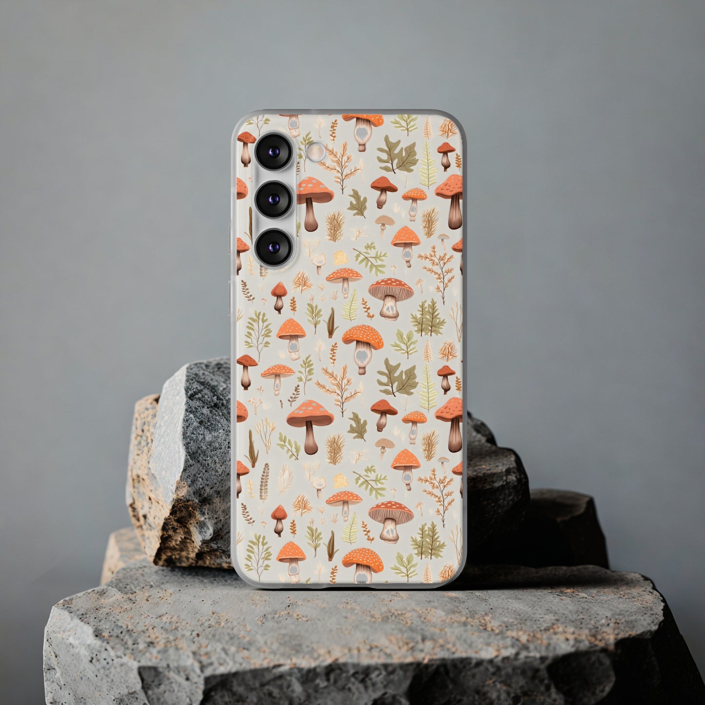 Mushroom Haven - Autumnal Tones Botanical illustration - Flexible Phone Case