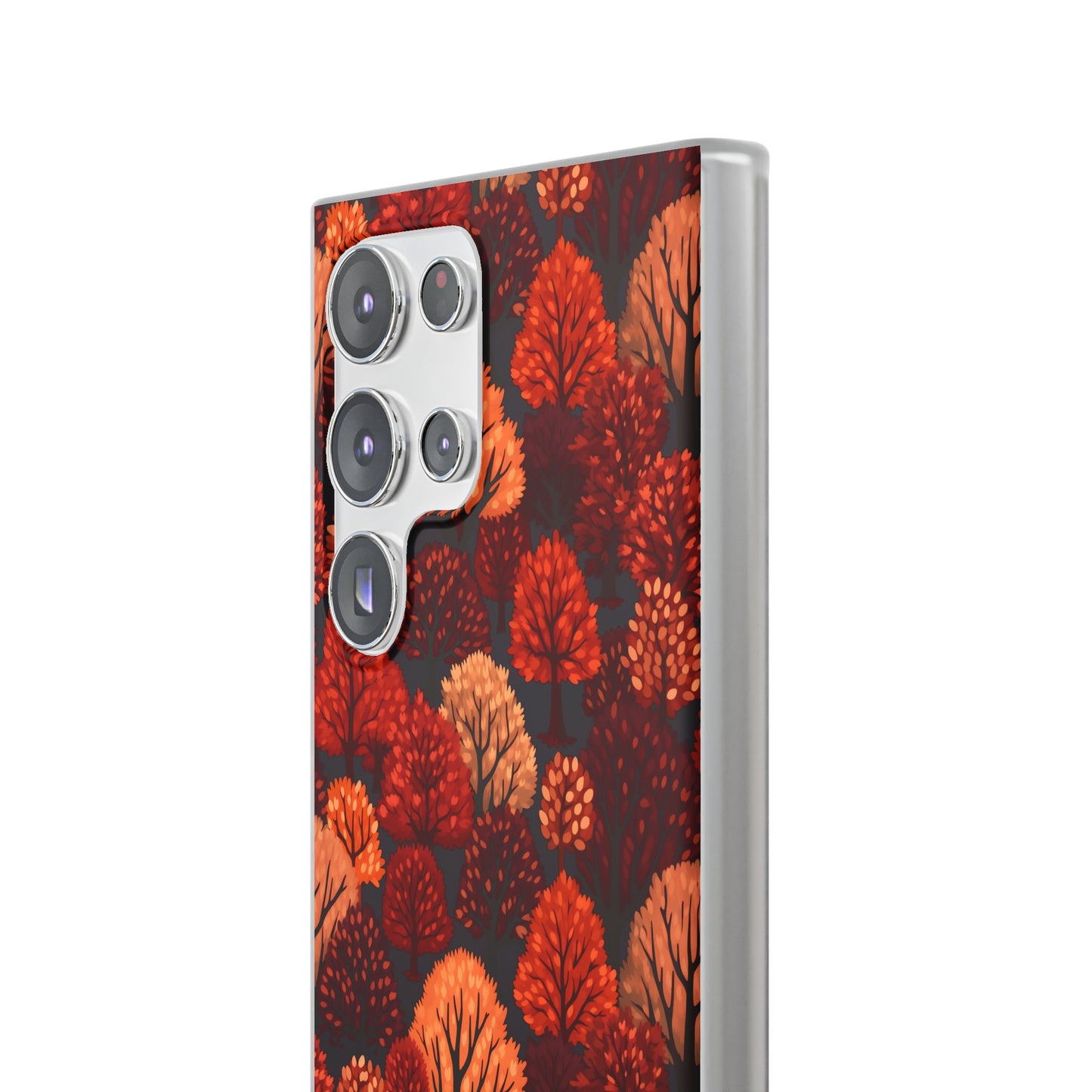 Crimson Forest: Autumn Trees in Vibrant Detail - Flexible Phone Case