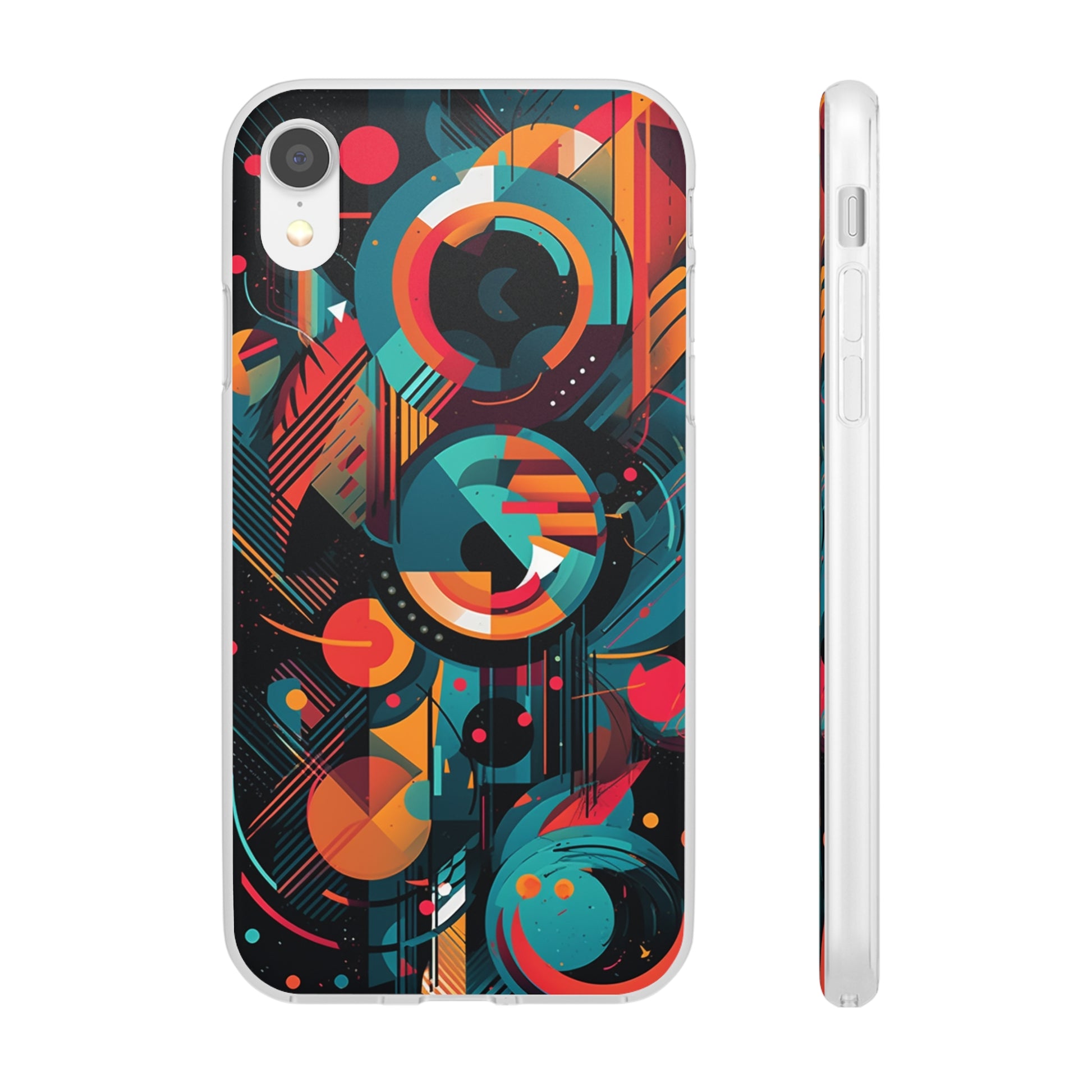 Vibrant Geometric Fusion Phone Case - Bold Squares & Circles Design - Flexi Cases Phone Case Pattern Symphony   