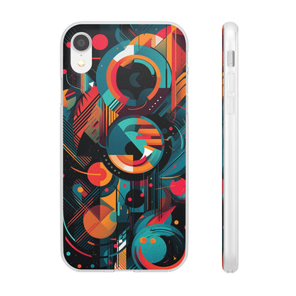 Vibrant Geometric Fusion Phone Case - Bold Squares & Circles Design - Flexi Cases Phone Case Pattern Symphony   