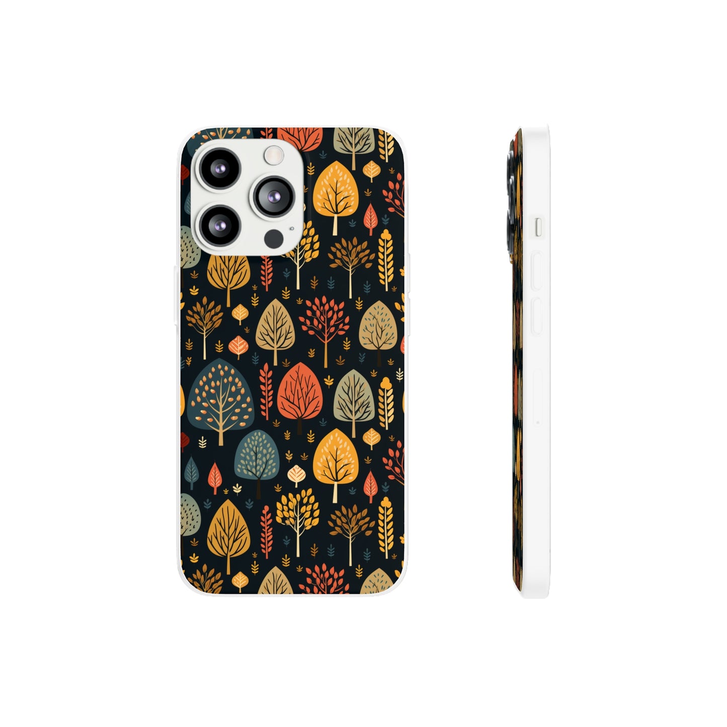 Mid-Century Mosaic: Dappled Leaves and Folk Imagery - Flexible Phone Case