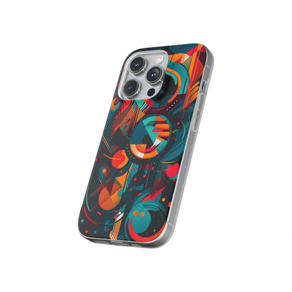 Vibrant Geometric Fusion Phone Case - Bold Squares & Circles Design - Flexi Cases Phone Case Pattern Symphony   