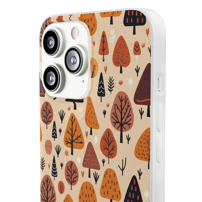 Terracotta Tree Tapestry: A Playful Autumn Mosaic - Flexible Phone Case