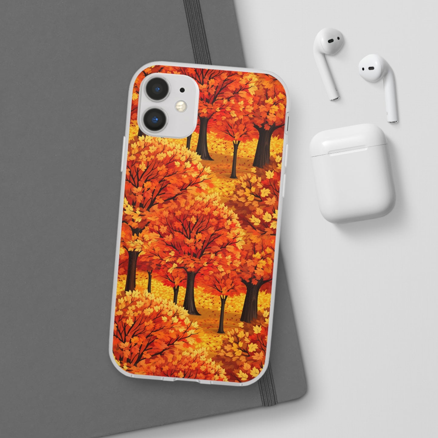 Impasto-Style Woodlands: High-Contrast Autumn Foliage - Flexible Phone Case