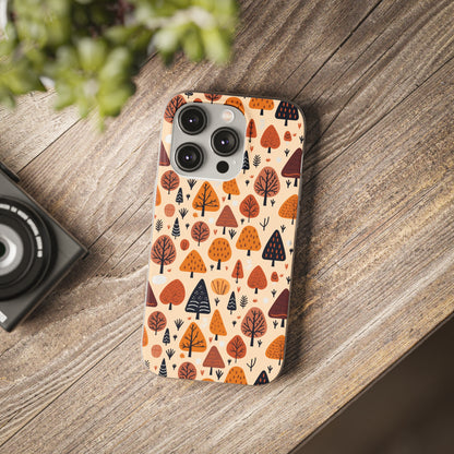 Terracotta Tree Tapestry: A Playful Autumn Mosaic - Flexible Phone Case