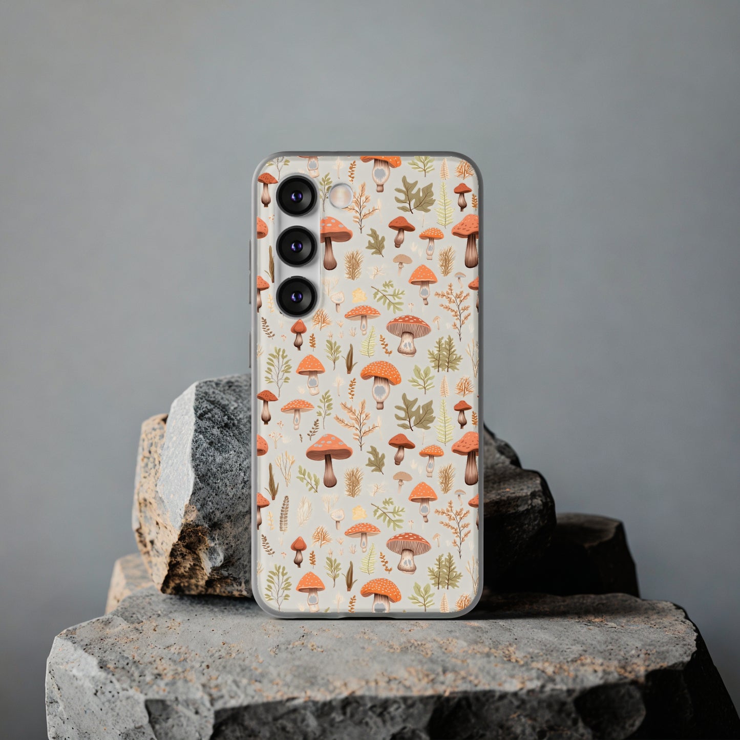 Mushroom Haven - Autumnal Tones Botanical illustration - Flexible Phone Case