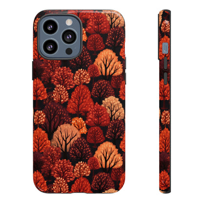 Crimson Forest: Autumn Trees in Vibrant Detail - Tough Phone Case