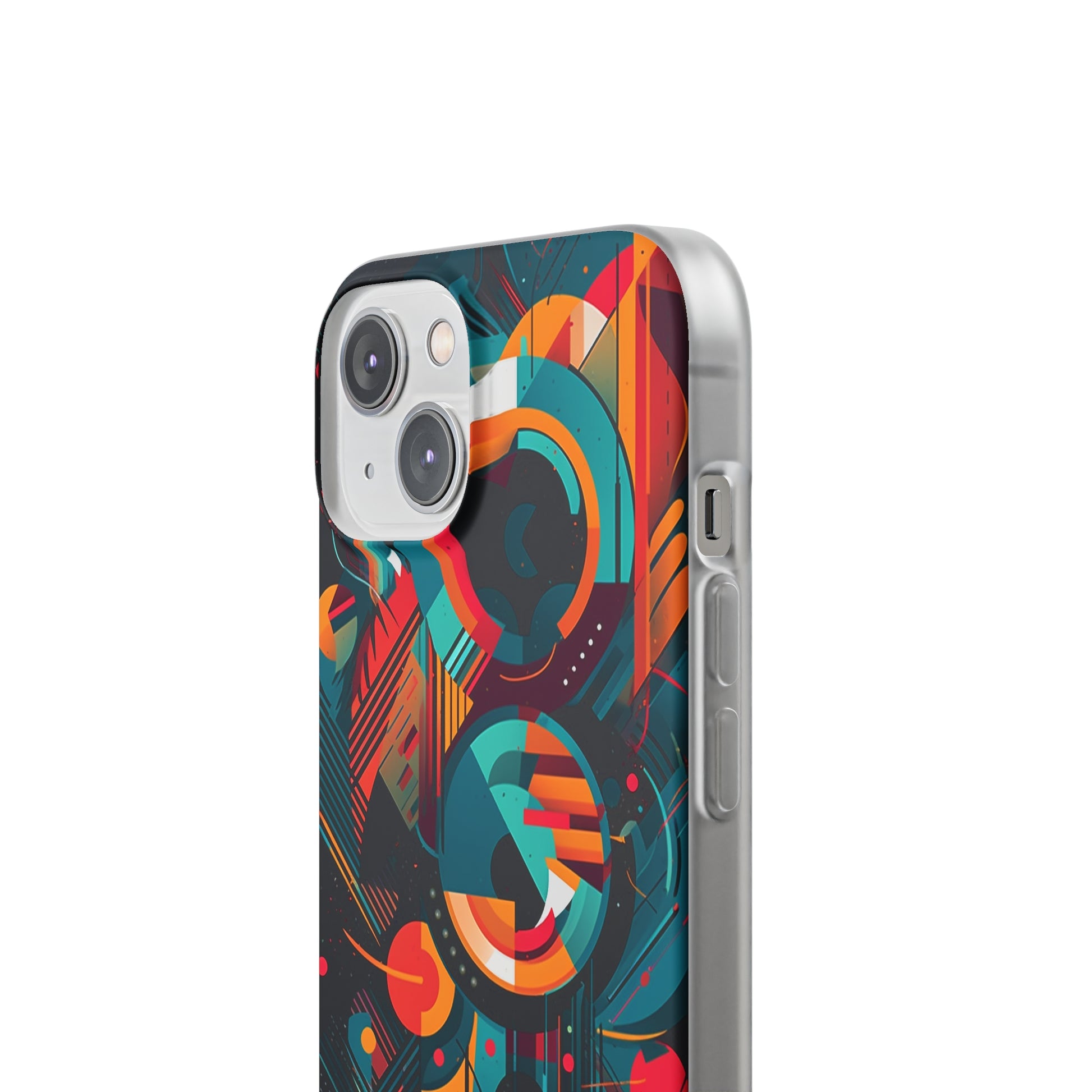 Vibrant Geometric Fusion Phone Case - Bold Squares & Circles Design - Flexi Cases Phone Case Pattern Symphony   