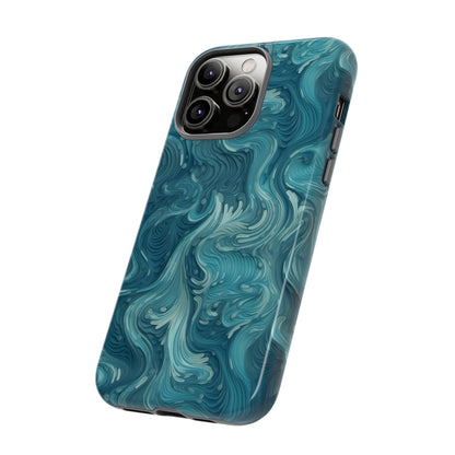 Azure Depths: Layered Blue Topographic Design Tough Phone Case