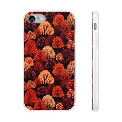 Crimson Forest: Autumn Trees in Vibrant Detail - Flexible Phone Case