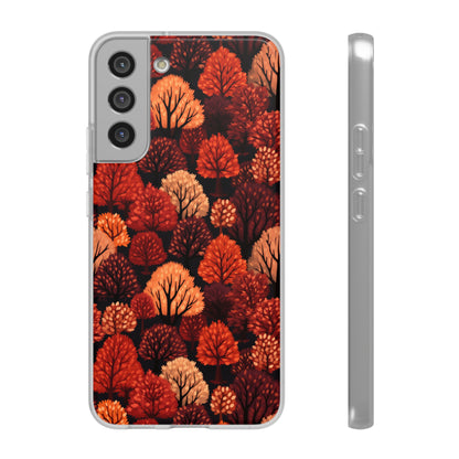 Crimson Forest: Autumn Trees in Vibrant Detail - Flexible Phone Case