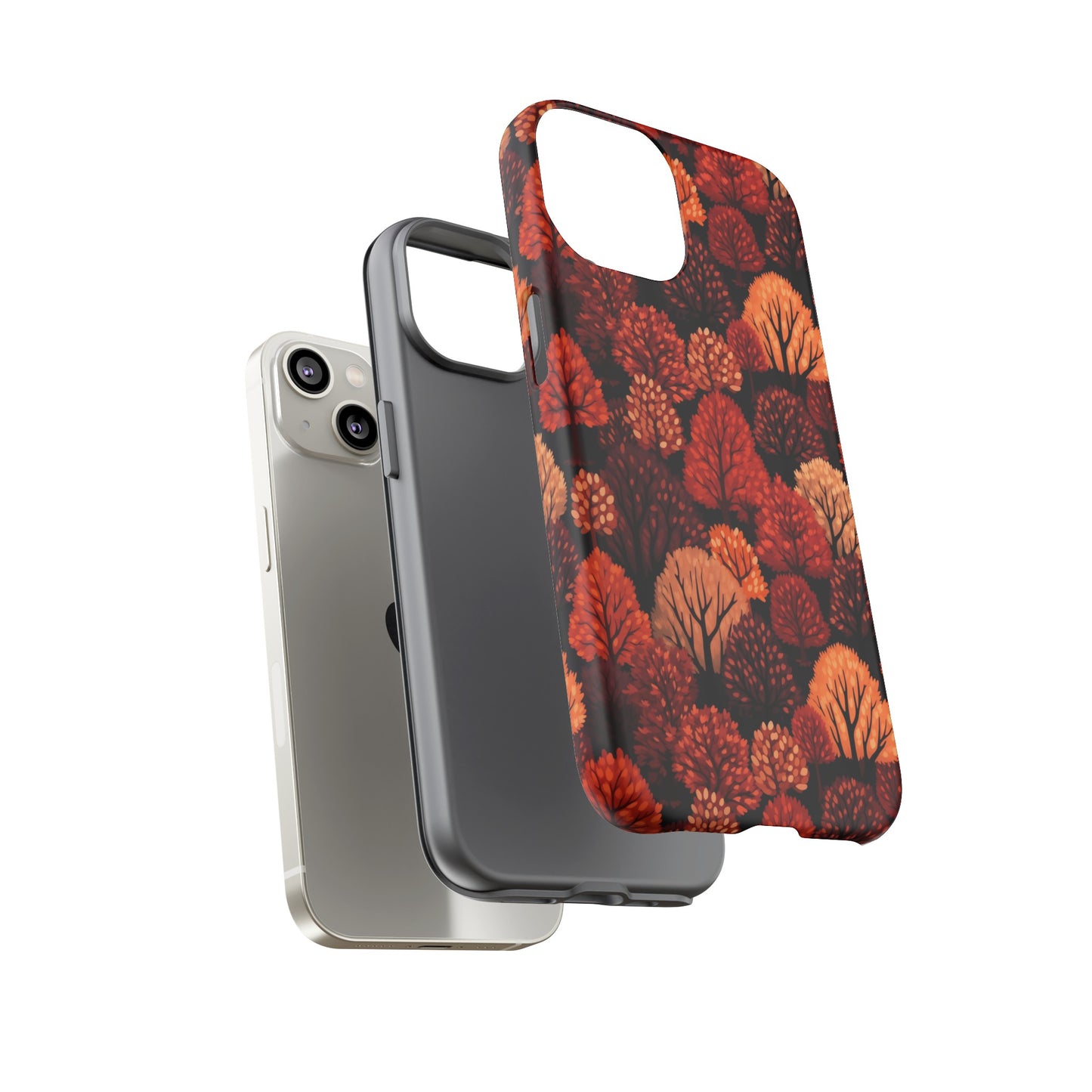 Crimson Forest: Autumn Trees in Vibrant Detail - Tough Phone Case