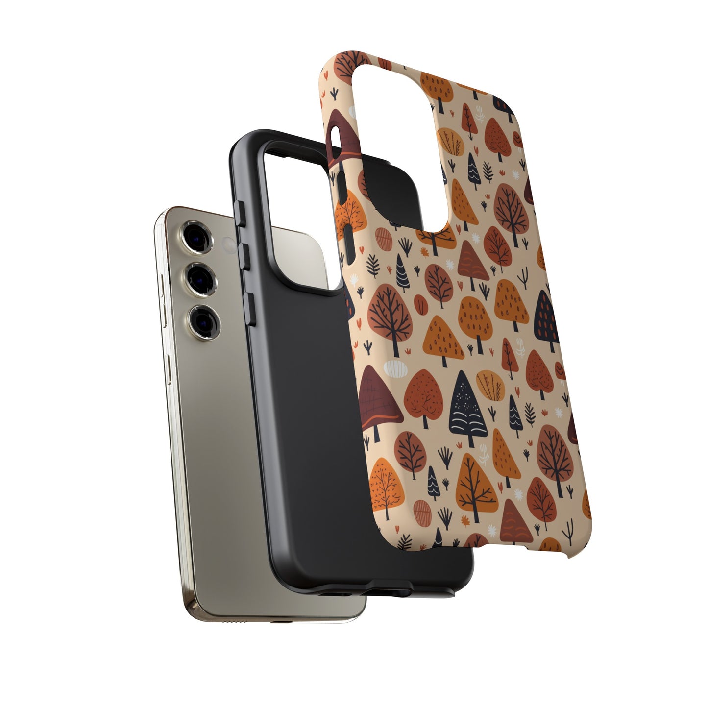 Terracotta Tree Tapestry: A Playful Autumn Mosaic - Tough Phone Case