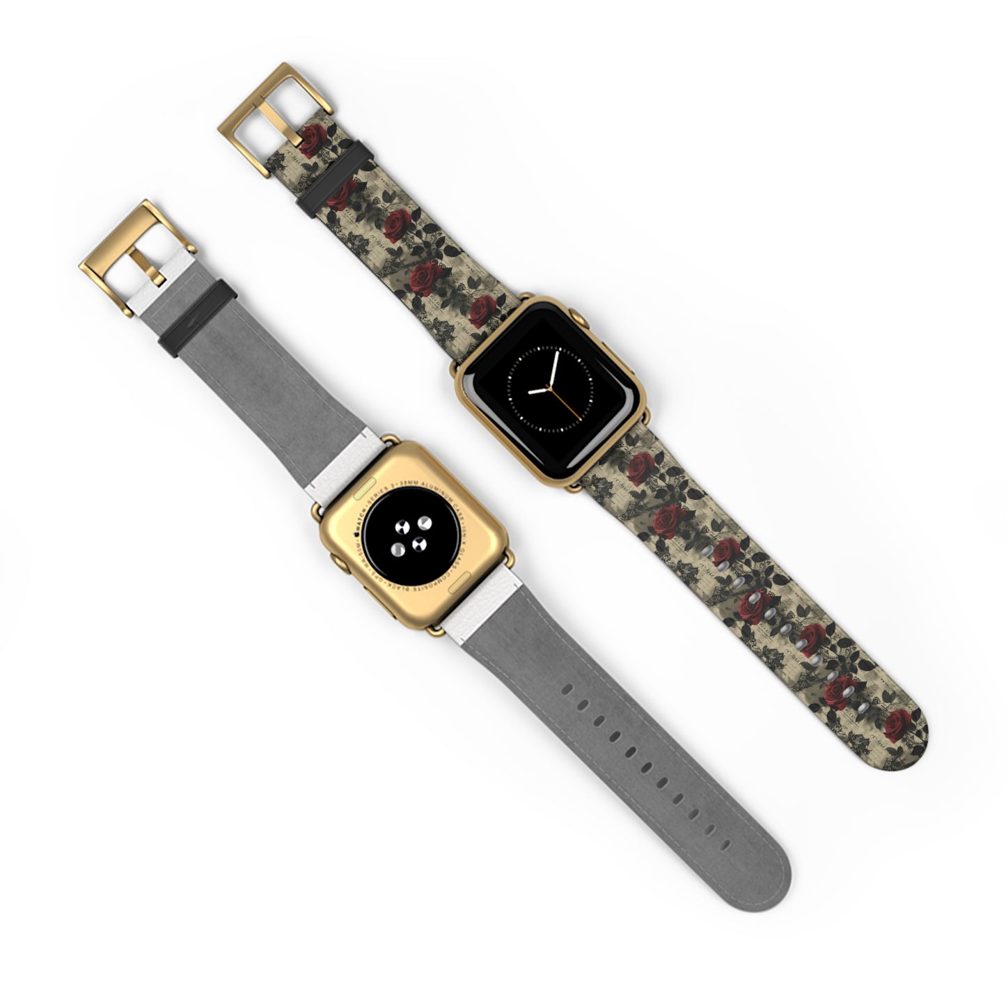 Poetic Blooms: Crimson Lore - Apple Watch Strap